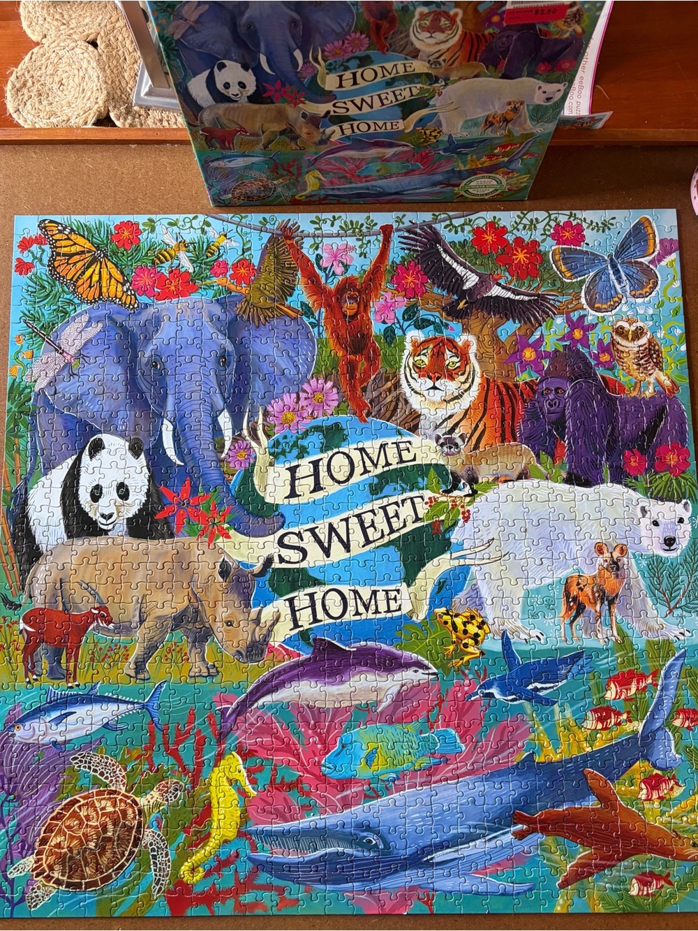 eeboo PlanetHome Sweet Home Wildlife 1000-Piece Jigsaw Puzzle - Colorful Animals